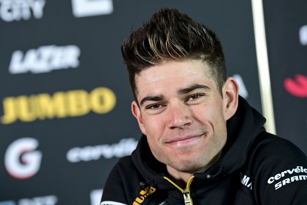 Wout van Aert at Jumbo-Visma&#039;s pre-Tour of Flanders press conference in Gent