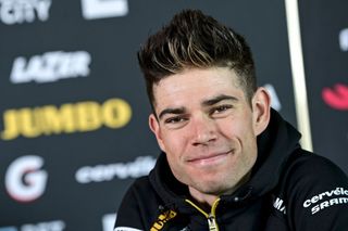 Wout van Aert at Jumbo-Visma's pre-Tour of Flanders press conference in Gent