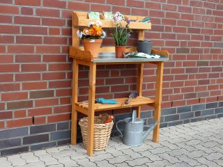 wooden potting bench