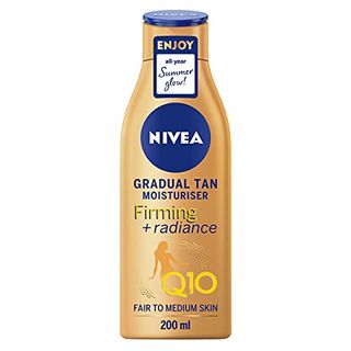 Nivea Q10 Firming + Radiance Gradual Tan on a white background