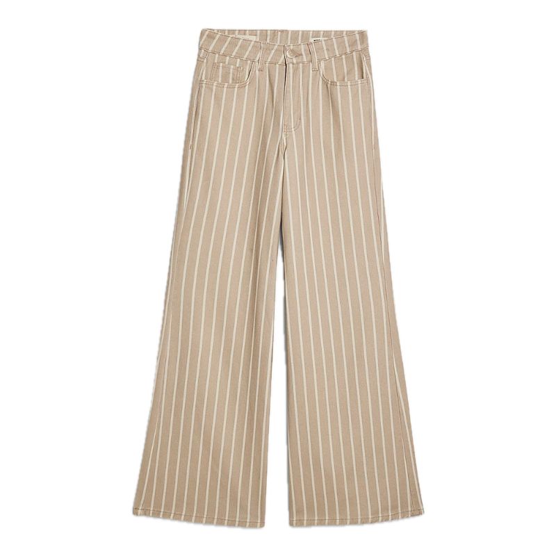 River Island , Beige Stripe Wide Leg Jeans