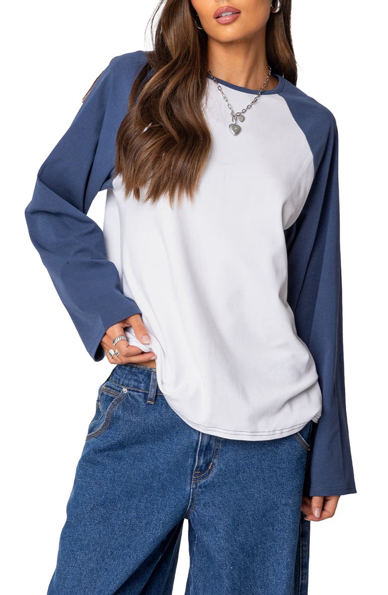 Oversize Long Sleeve Stretch Cotton T-Shirt