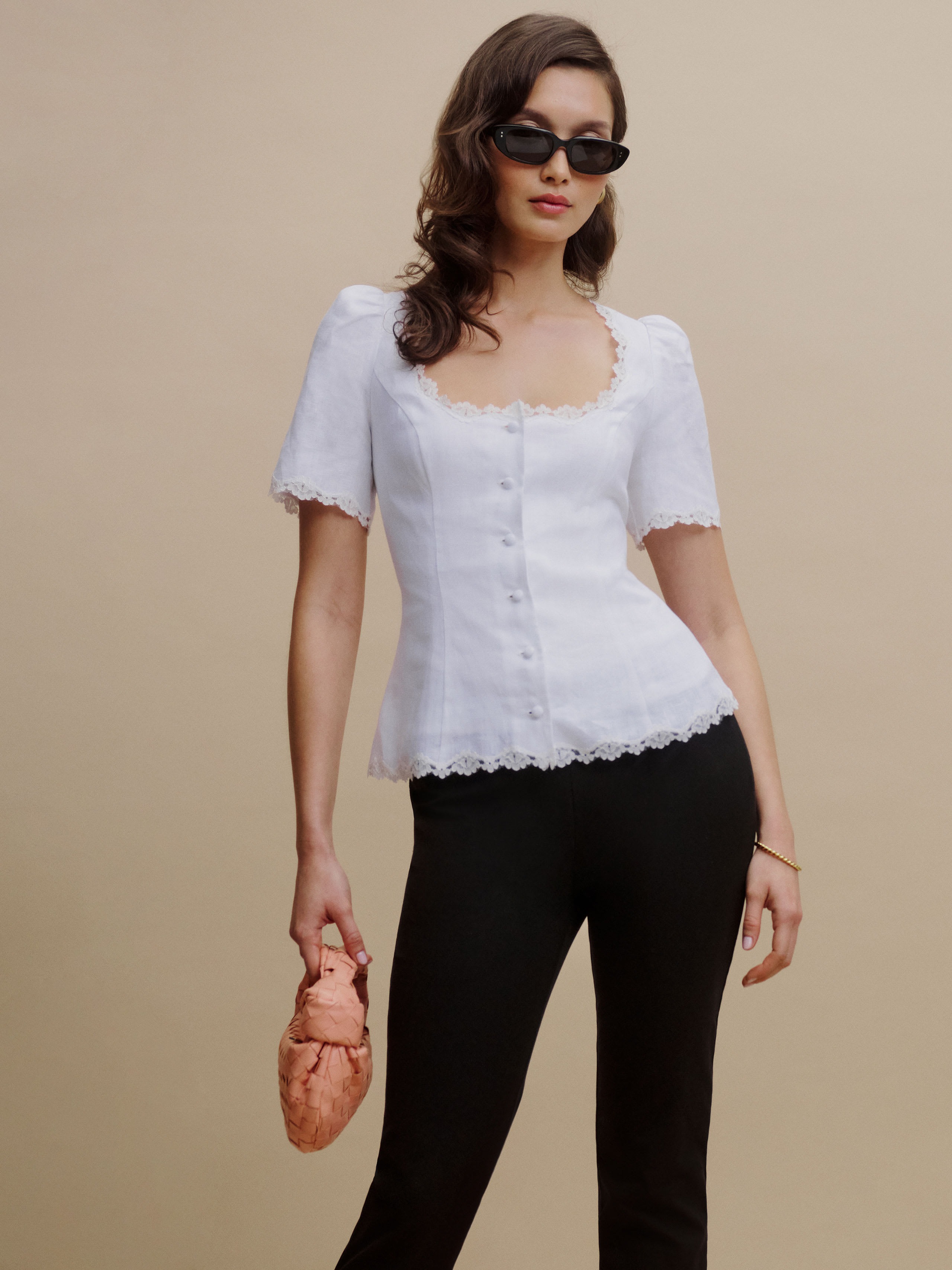 Reformation white linen top
