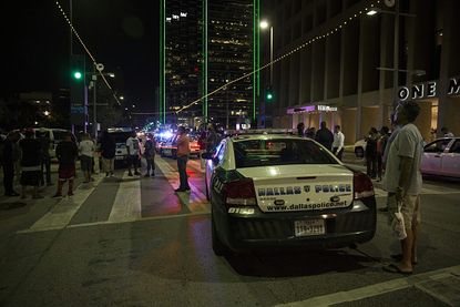 Police on Main Street in Dallas Thursday night.