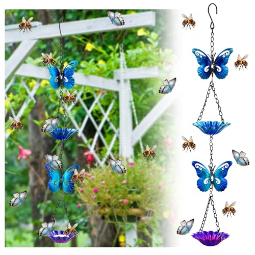 Amazon.com: Tandefio Bee Watering Station for Garden Bee Butterfly Feeder Hanging Bath Bowl With Vivid Flower Design 15.75 X 2.56 Inch Colorful Metal Cups for Outdoor Yard Garden Decoration Gifts : Patio, Lawn & Garden