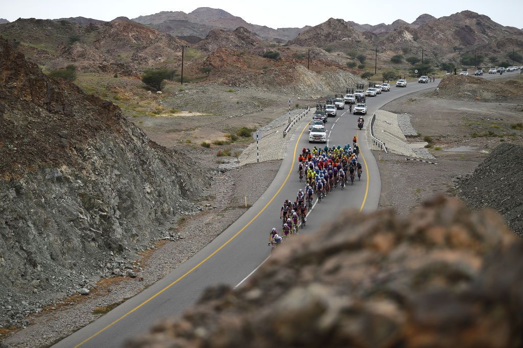 The Tour of Oman peloton on stage 1