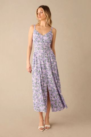 Floral V-Neck Midaxi Tea Dress