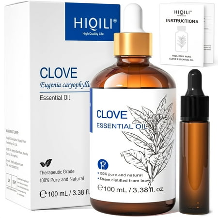 Hiqili 100ml Clove Oil for Teeth and Gums, Tooth Aches, Spray, Aromatherapy, 100% Pure Natural