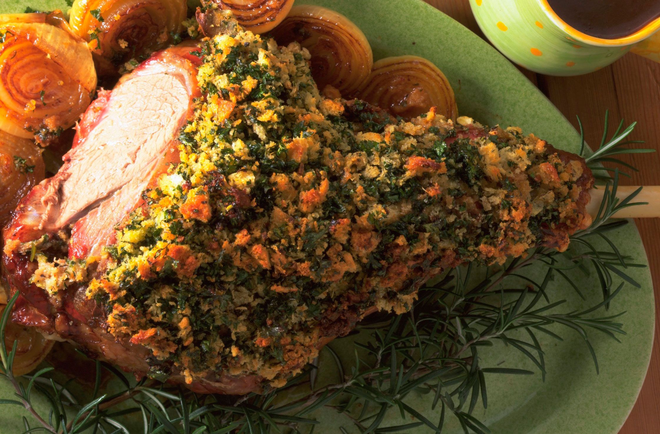 Leg of lamb with a herb crust recipe