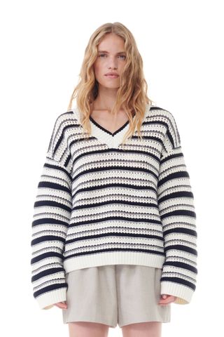 Striped V-Neck Jumper