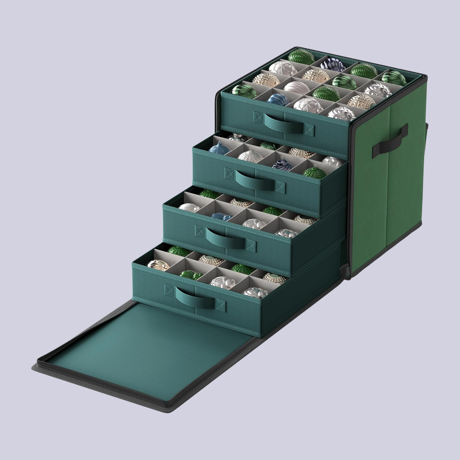 A tiered Christmas storage box for baubles