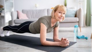 older woman doing a plank