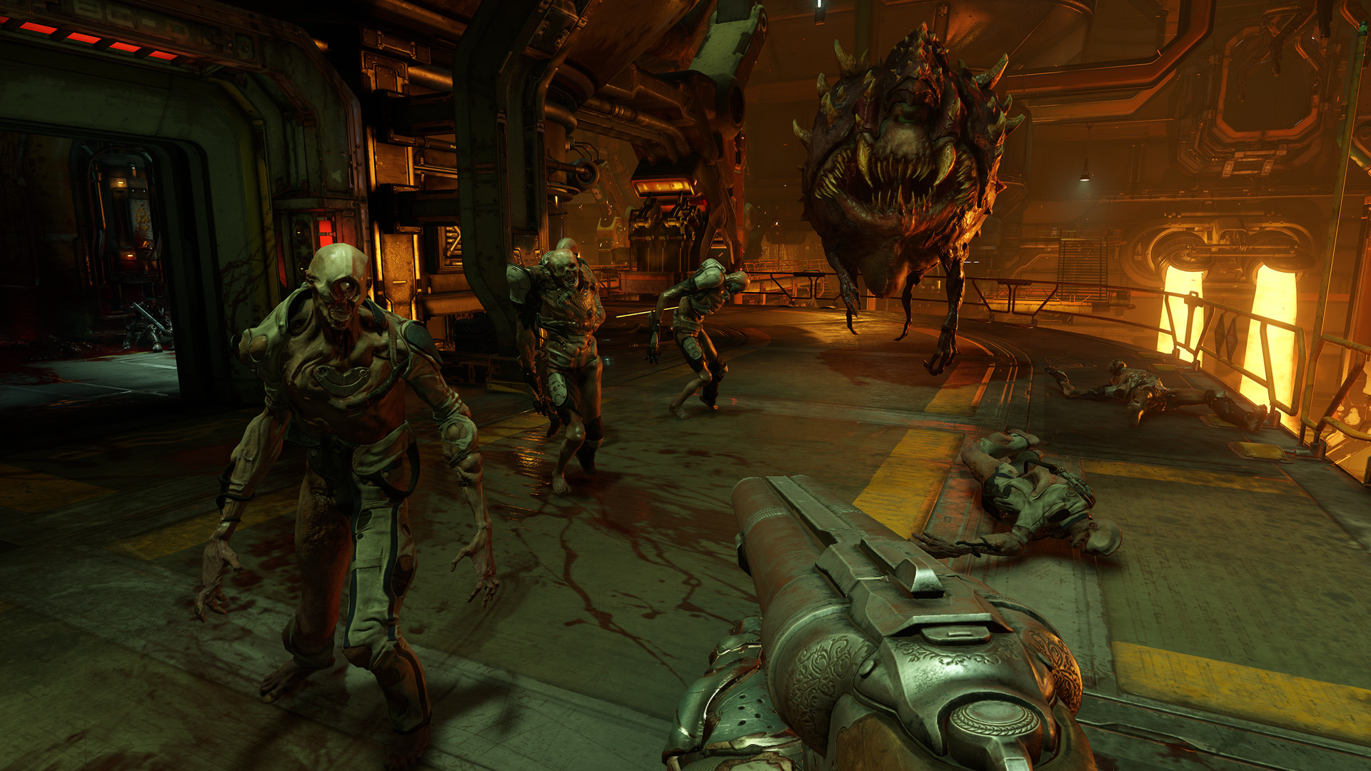 A screenshot in the Mars base from Doom (2016)