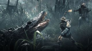 Hunt Showdown the giant alligator Rotjaw emerges from the swamp to devour a hapless Hunter