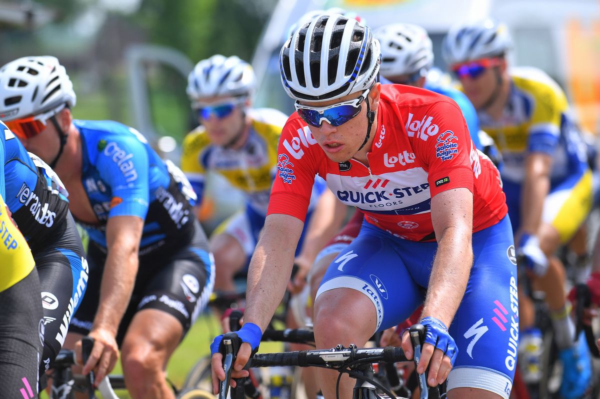 R&eacute;mi Cavagna (Quick-Step Floors) in the leader's jersey
