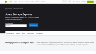 Azure Storage Explorer website screenshot