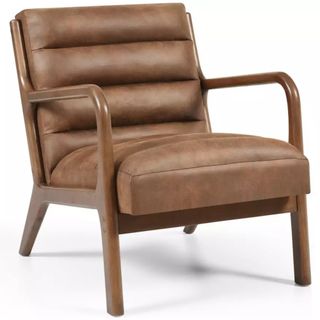 Kyoto Leah Faux Leather Ribbed Chair - Brown