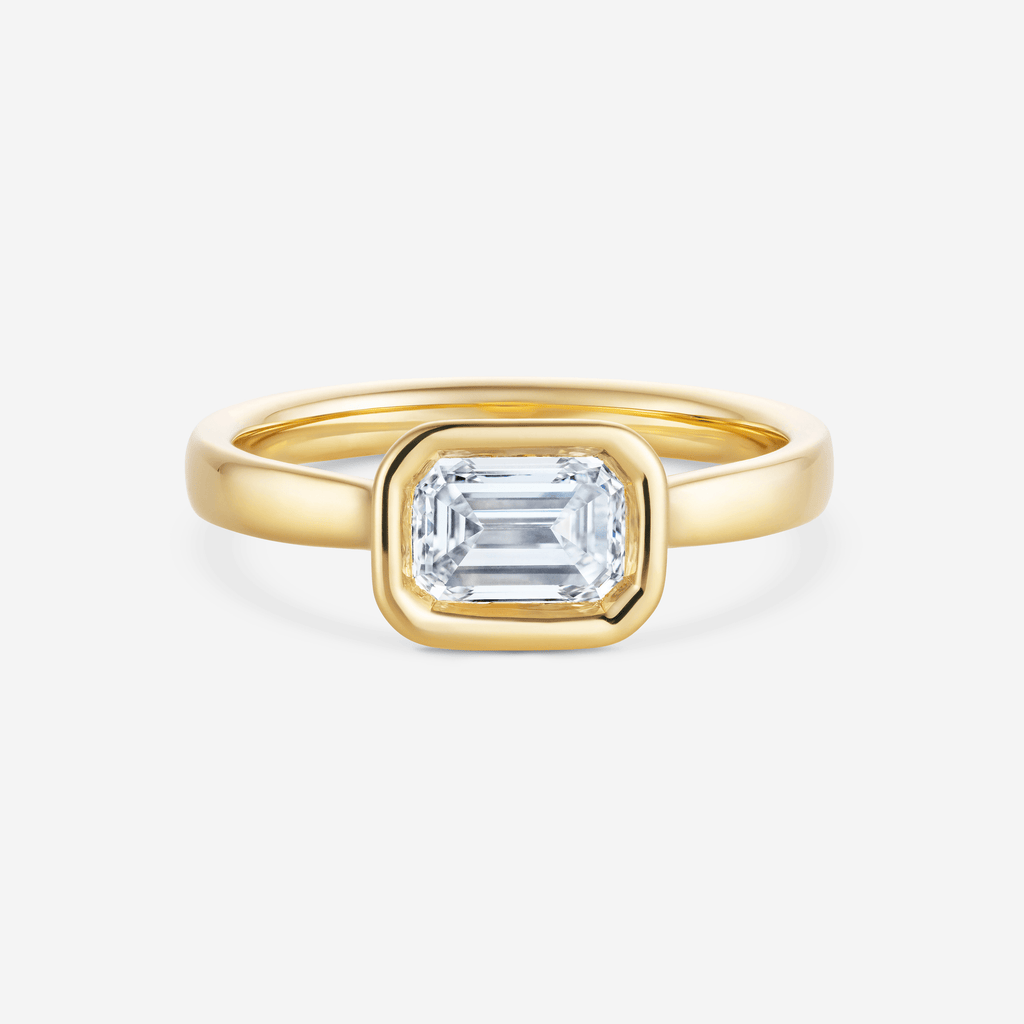 Emerald Cut Diamond Engagement Ring, 18ct Yellow Gold