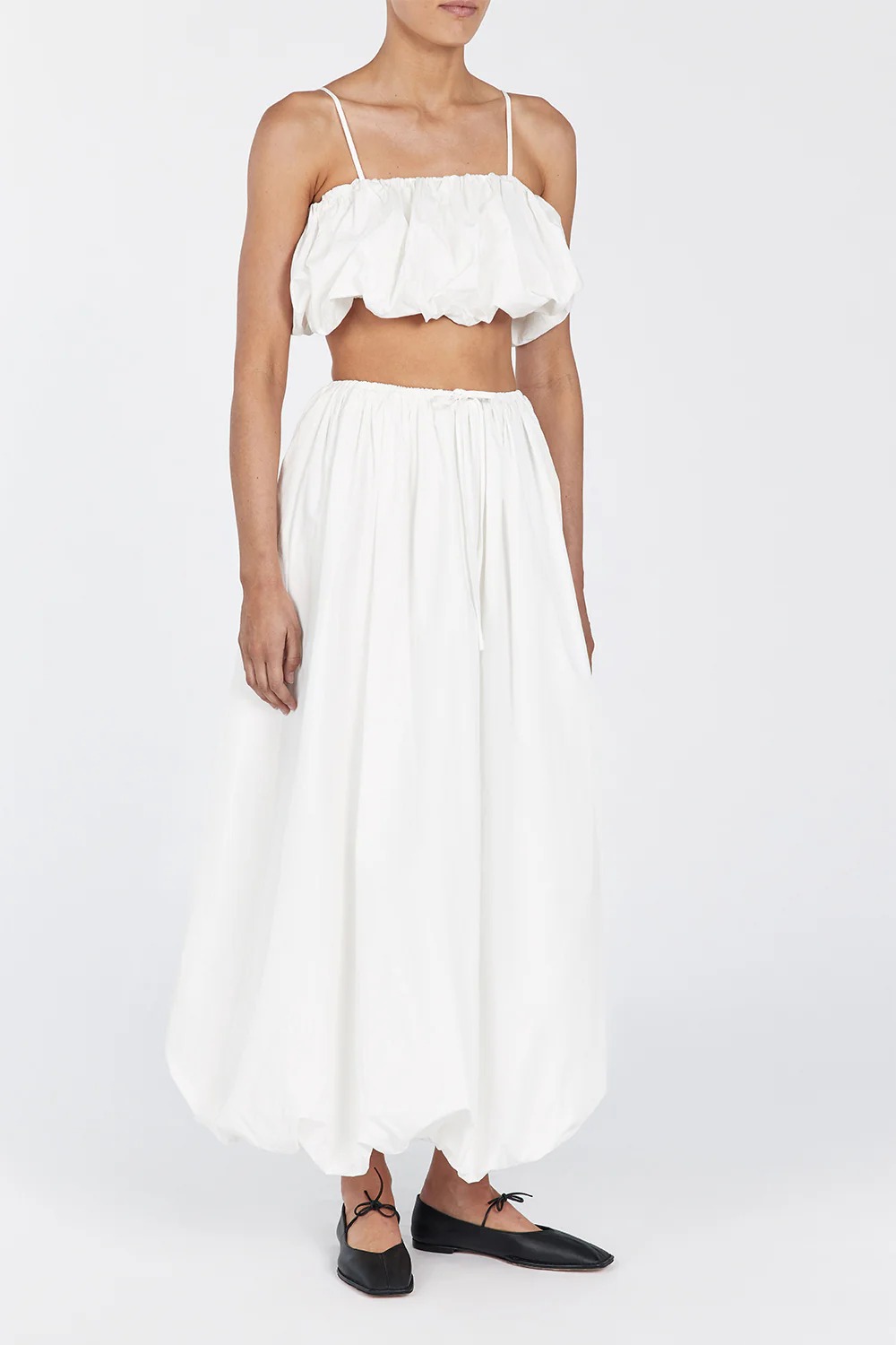 Dissh, Monty White Bubble Linen Blend Midi Skirt