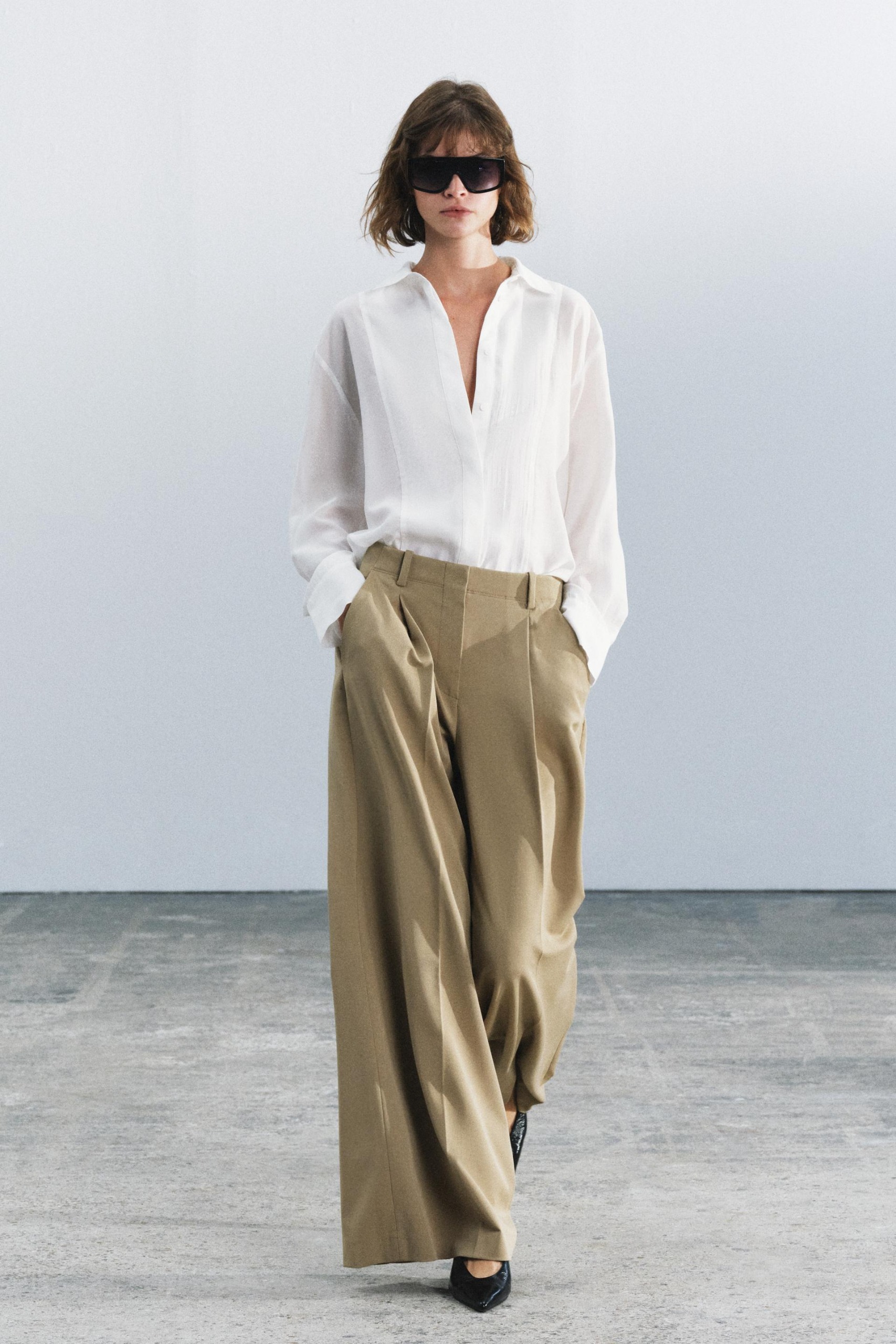 Zw Collection Pleated Trousers - Mid-Camel - Xs