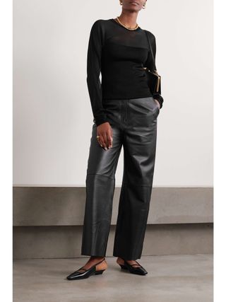 + Net Sustain Paneled Leather Wide-Leg Pants