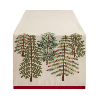 A World Market Evergreen Trees Embroidered Table Runner