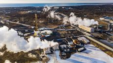 An aerial view of a geothermal power plant in Iceland.