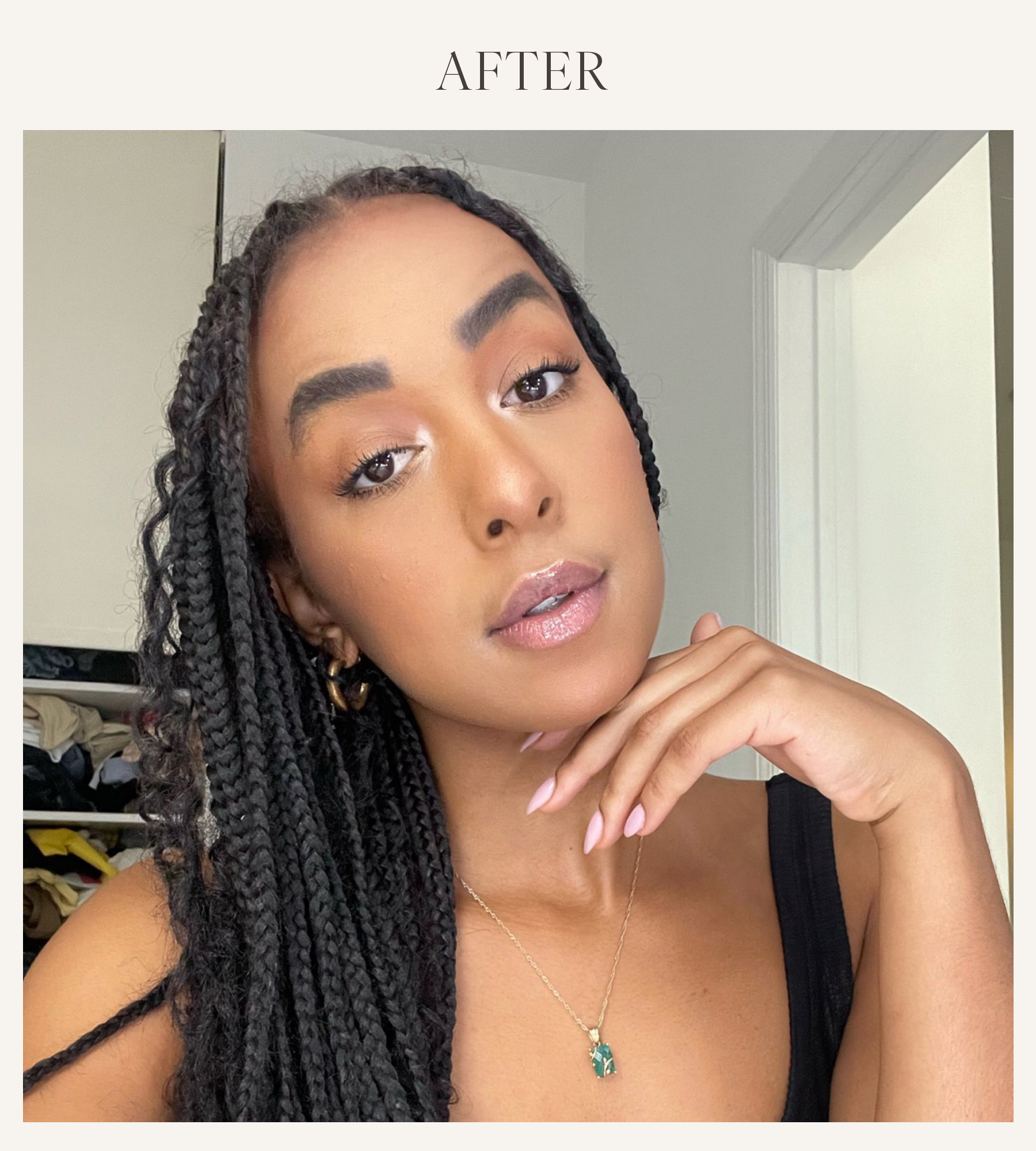 After photo of Grace O'Connell Joshua testing the Dior lip plumper