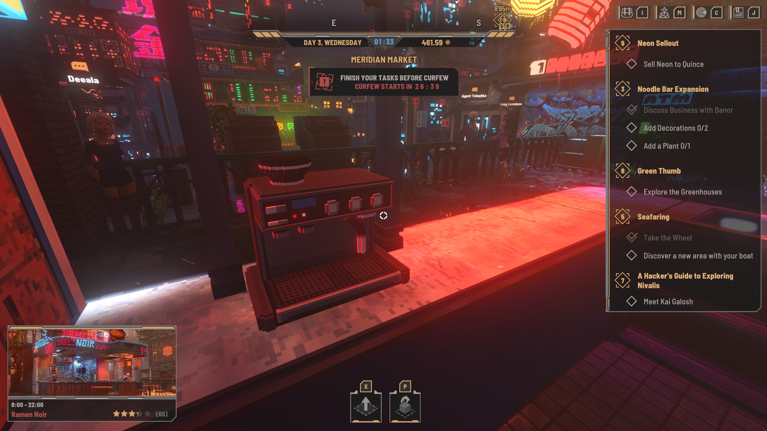 Nivalis Nights - a Drink maker on the counter in Ramen Noir