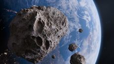 An artist's impression of asteroids approaching Earth
