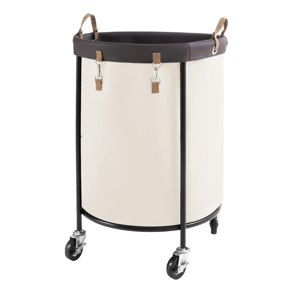 StorageWorks Rolling Laundry Basket Beige, 170L 