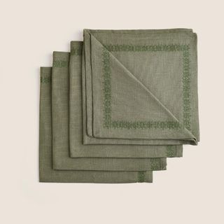 Set of 4 Pure Cotton Embroidered Napkins
