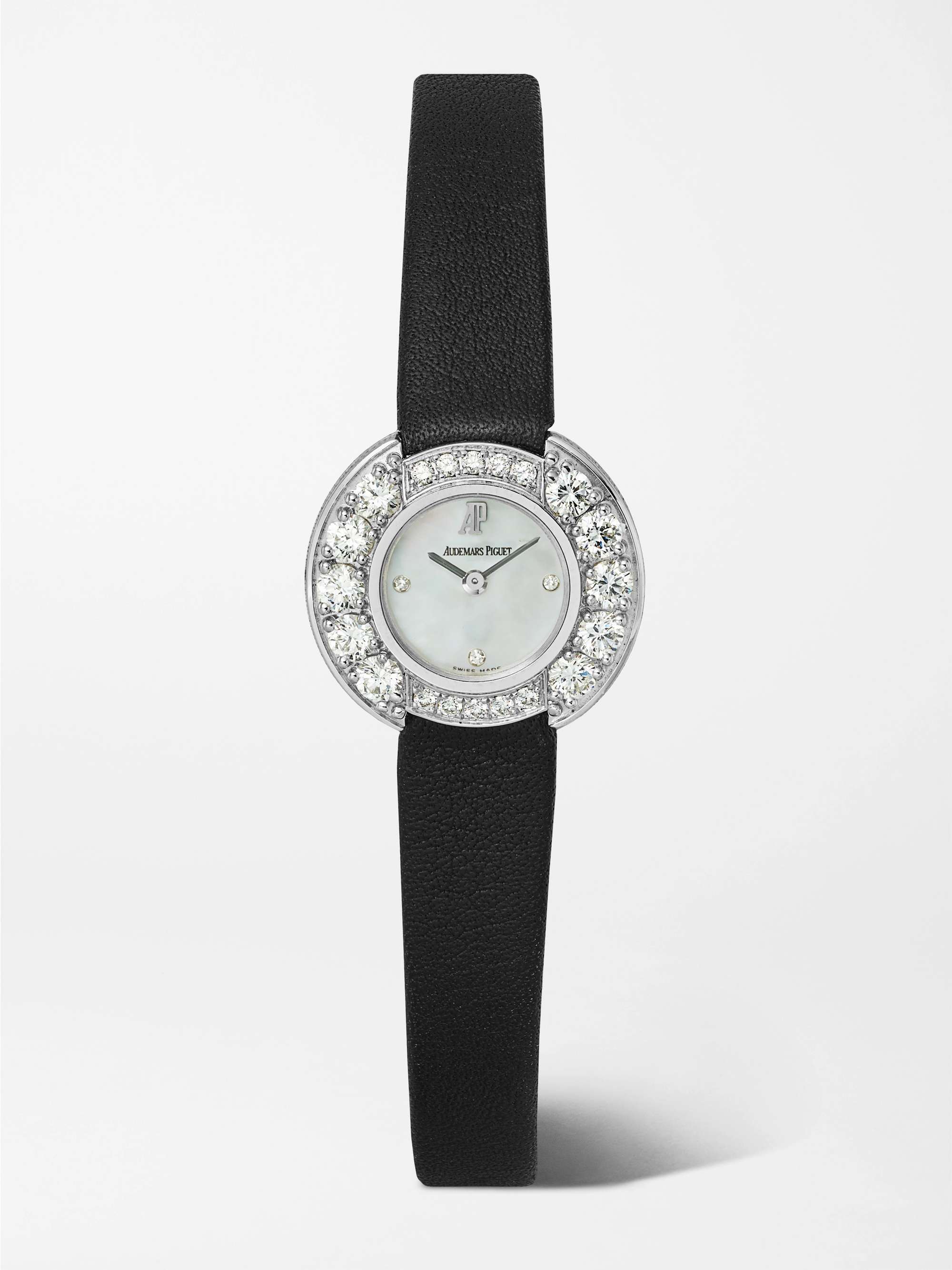 + Audemars Piguet Vintage 2000 C Mini 22mm 18-Karat White Gold, Diamond, Mother-Of-Pearl and Leather Watch, Ref. No. 67366bc (fits Up to 6.5'' Wrist)