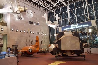 The ascent stage to the Apollo Lunar Module was the first of the two stages to be moved into the National Air and Space Museum’s Boeing Milestones of Flight hall.