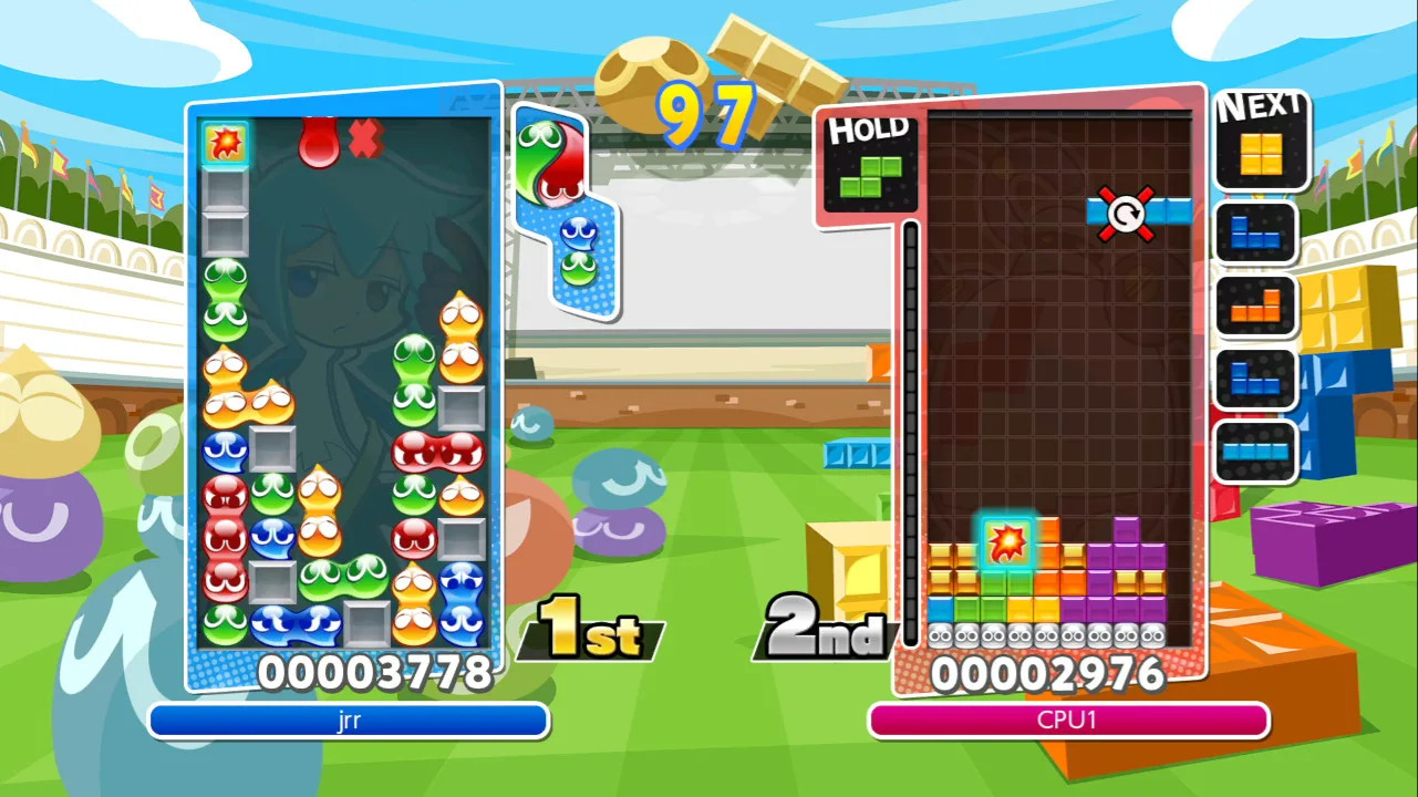 two-player action in Puyo Puyo Tetris, one of the best Nintendo Switch Multiplayer Games in 2021