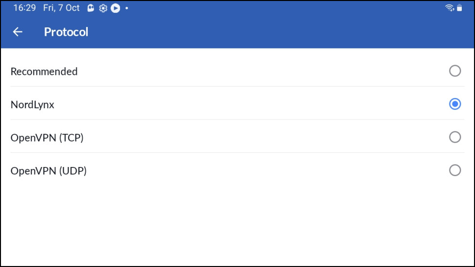 NordVPN Android Procols