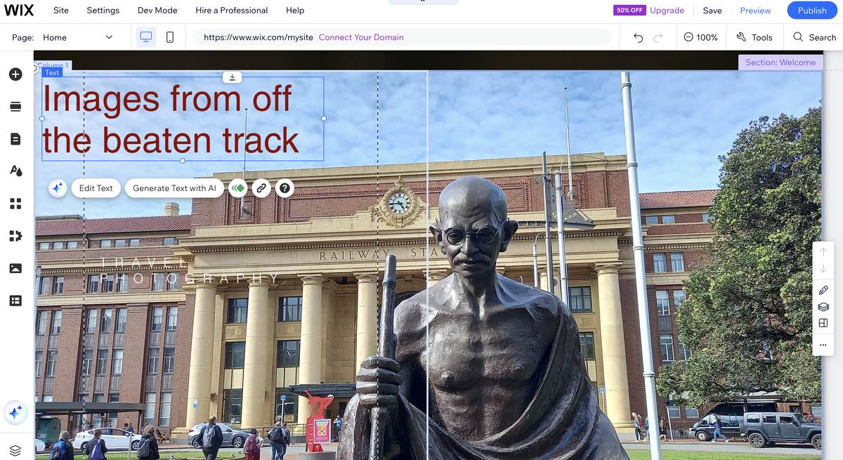 Tweaking text in Wix editor