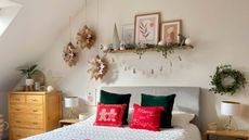 bedroom with festive decorations and homemade paper stars