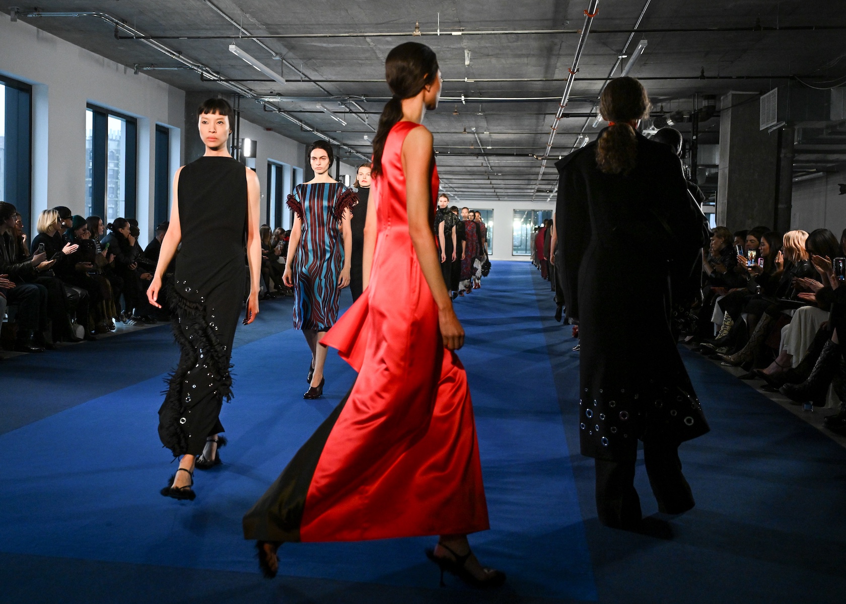 Models on runway at Proenza Schouler AW 2026 by Rachel Scott