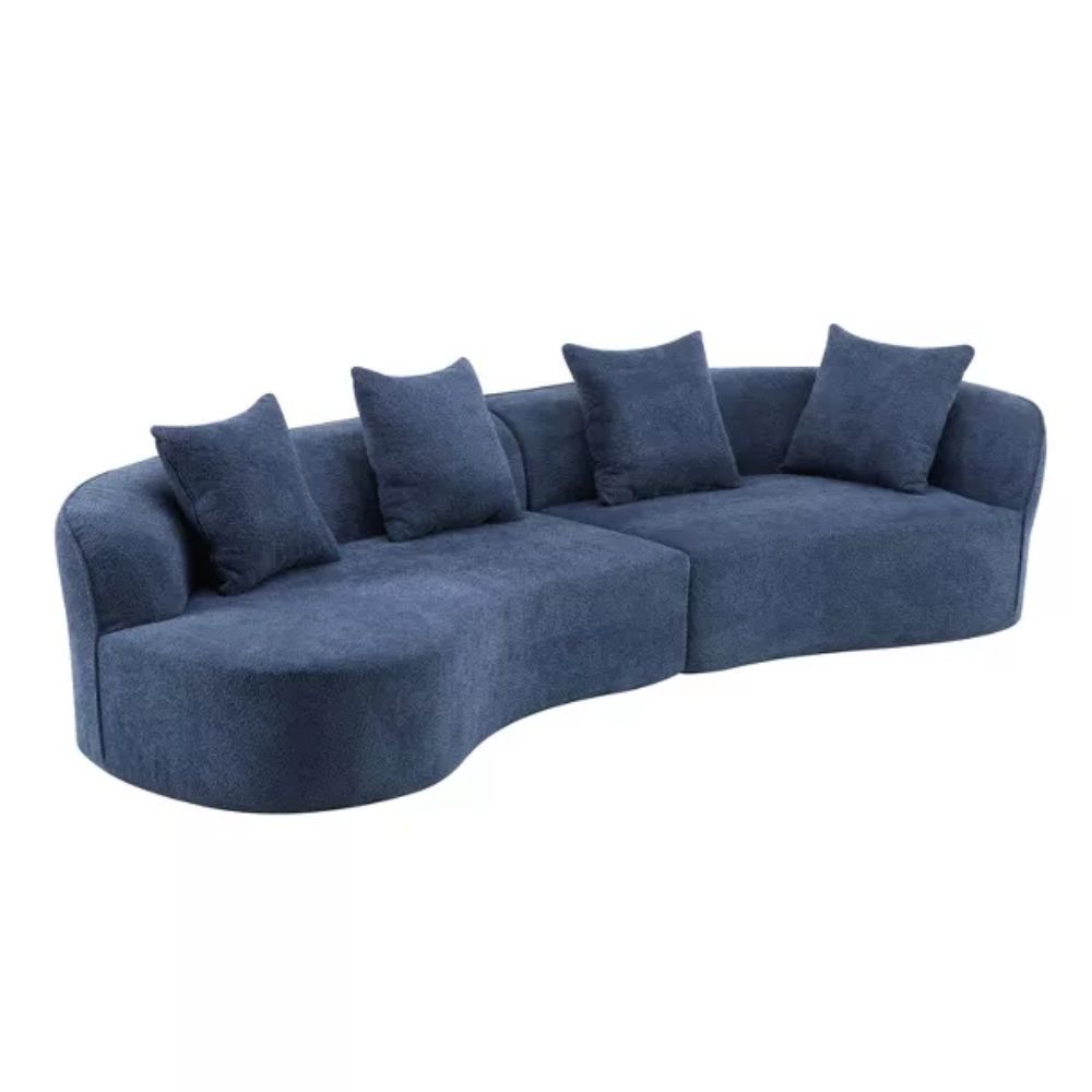 Christopher Knight Home Boucle Upholstered 5 Seater Curved Sofa
