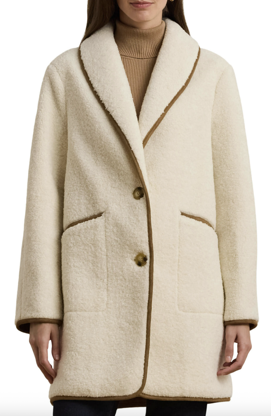 Lauren Ralph Lauren, Shawl Collar Faux Shearling Coat