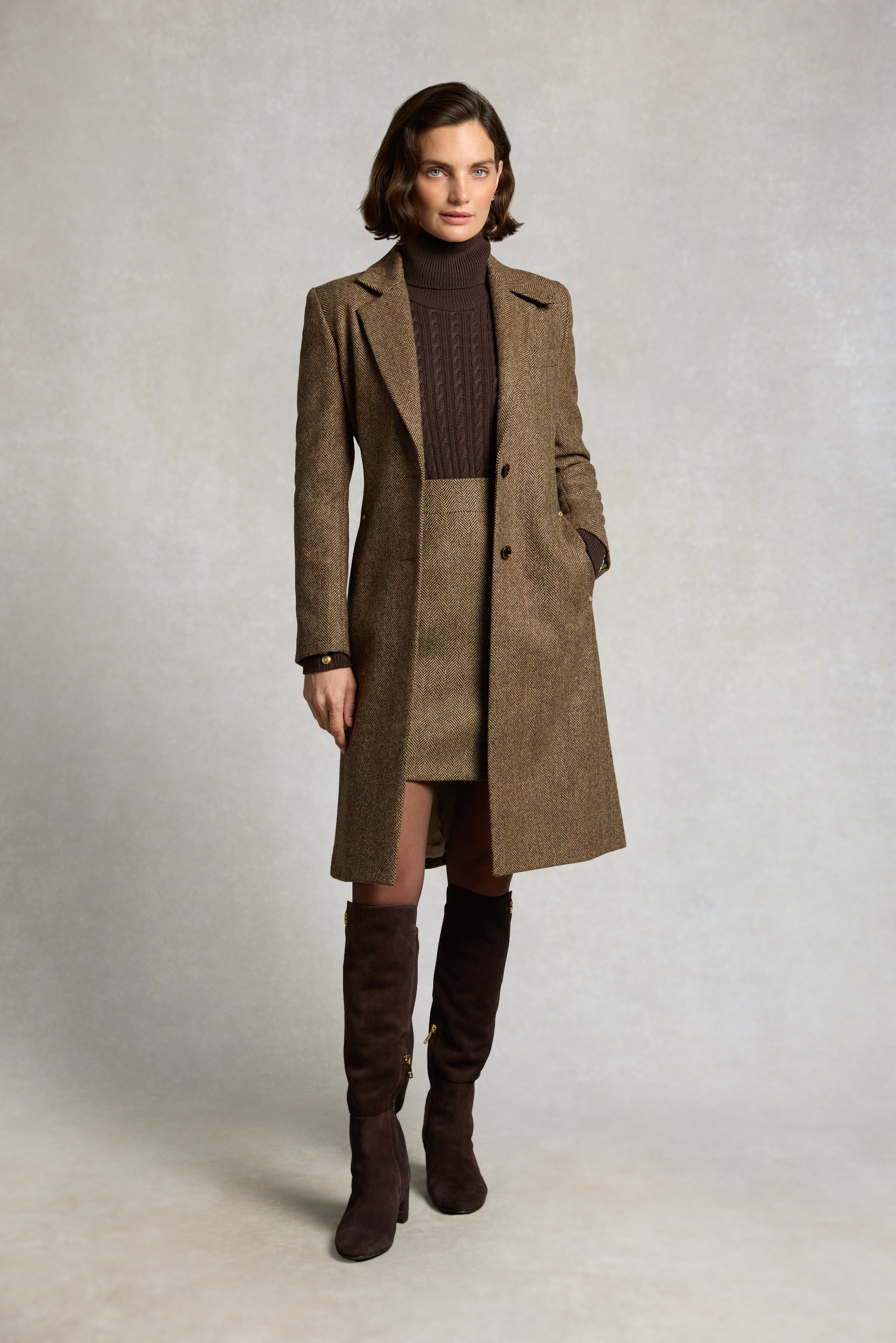 Regency Coat (large Scale Brown Herringbone)