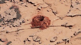 NASA's Curiosity Rover used it's Mast Camera (Mastcam) to photograph the product of its new drilling technique. Seen here on Sol 2057, or May 20, in a target known as