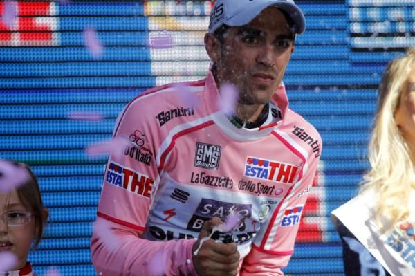 Alberto Contador (Saxo Bank) on the podium once again