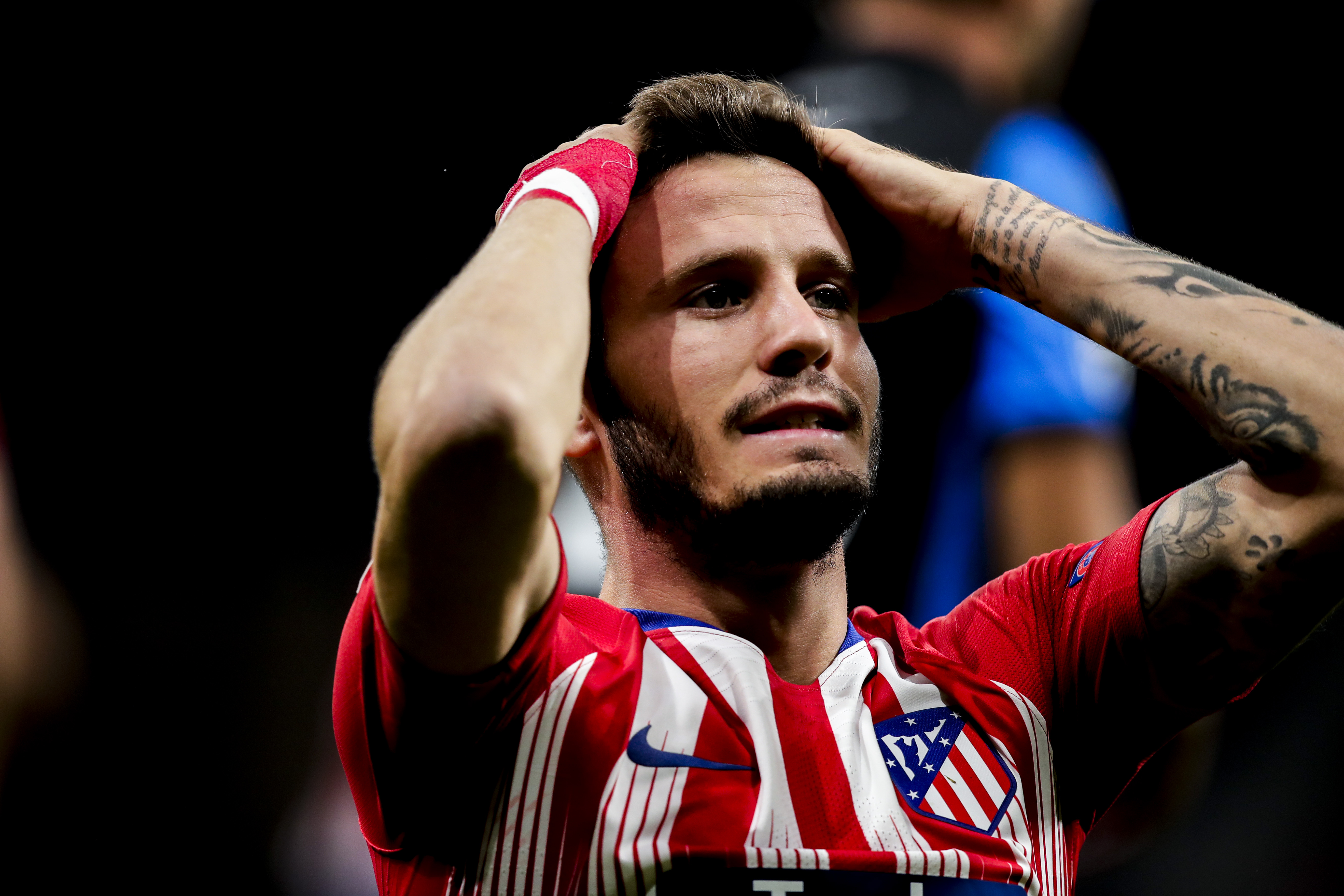 MADRID, SPAIN - OCTOBER 3: Saul Niguez of Atletico Madrid during the UEFA Champions League  match between Atletico Madrid v Club Brugge at the Estadio Wanda Metropolitano on October 3, 2018 in Madrid Spain (Photo by David S. Bustamante/Soccrates/Getty Images)