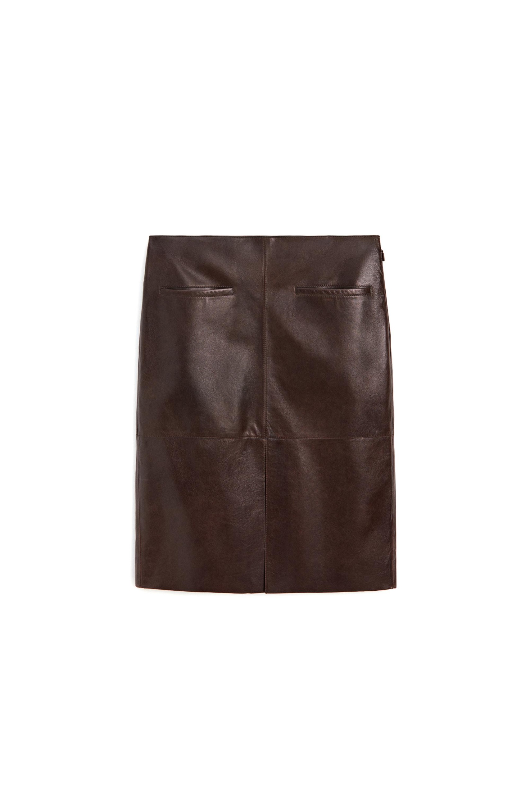 Leather Midi Skirt With Pockets