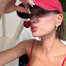 @haileybieber cherry nail art