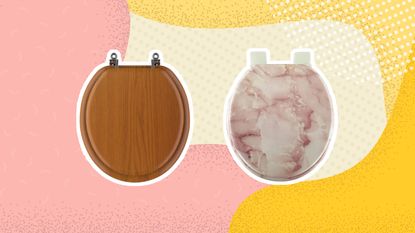 Best toilet seats: wooden and marble toilet seat graphic
