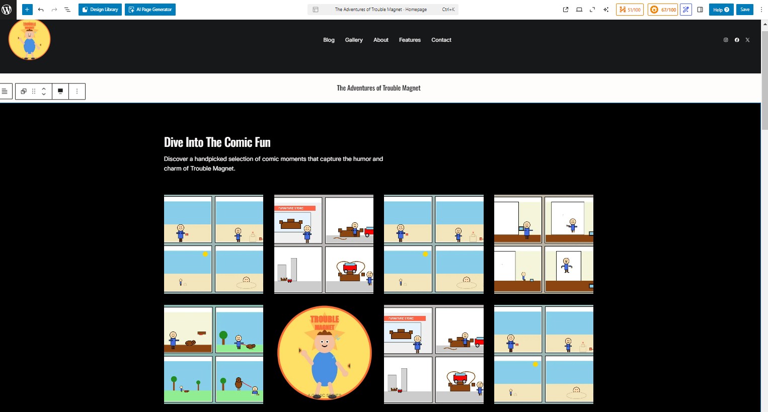 An image of my comic strip website