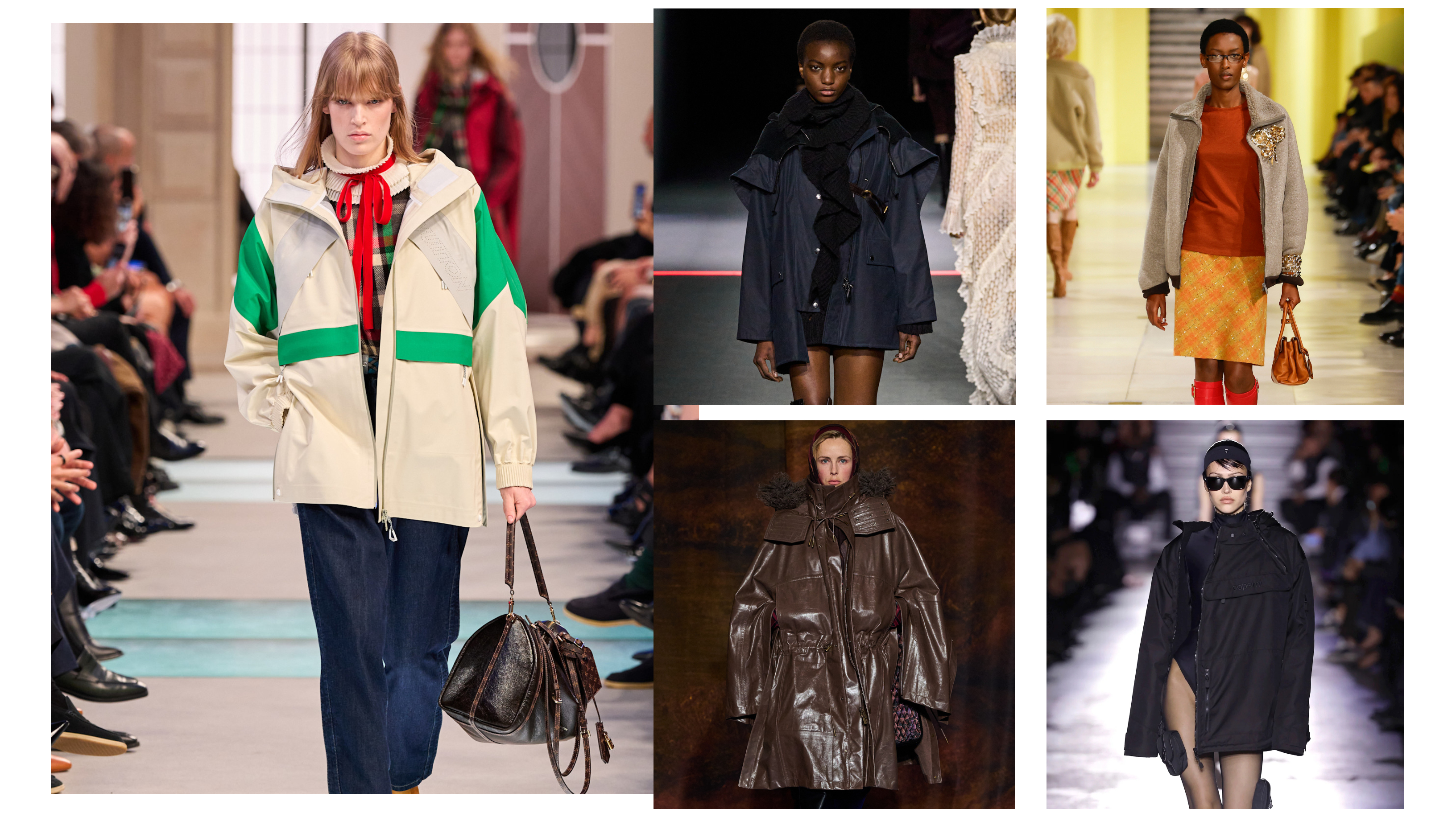 tech sports jackets at Louis Vuitton, Dior, Miu Miu, Burberry, and Coperni Fall 2025